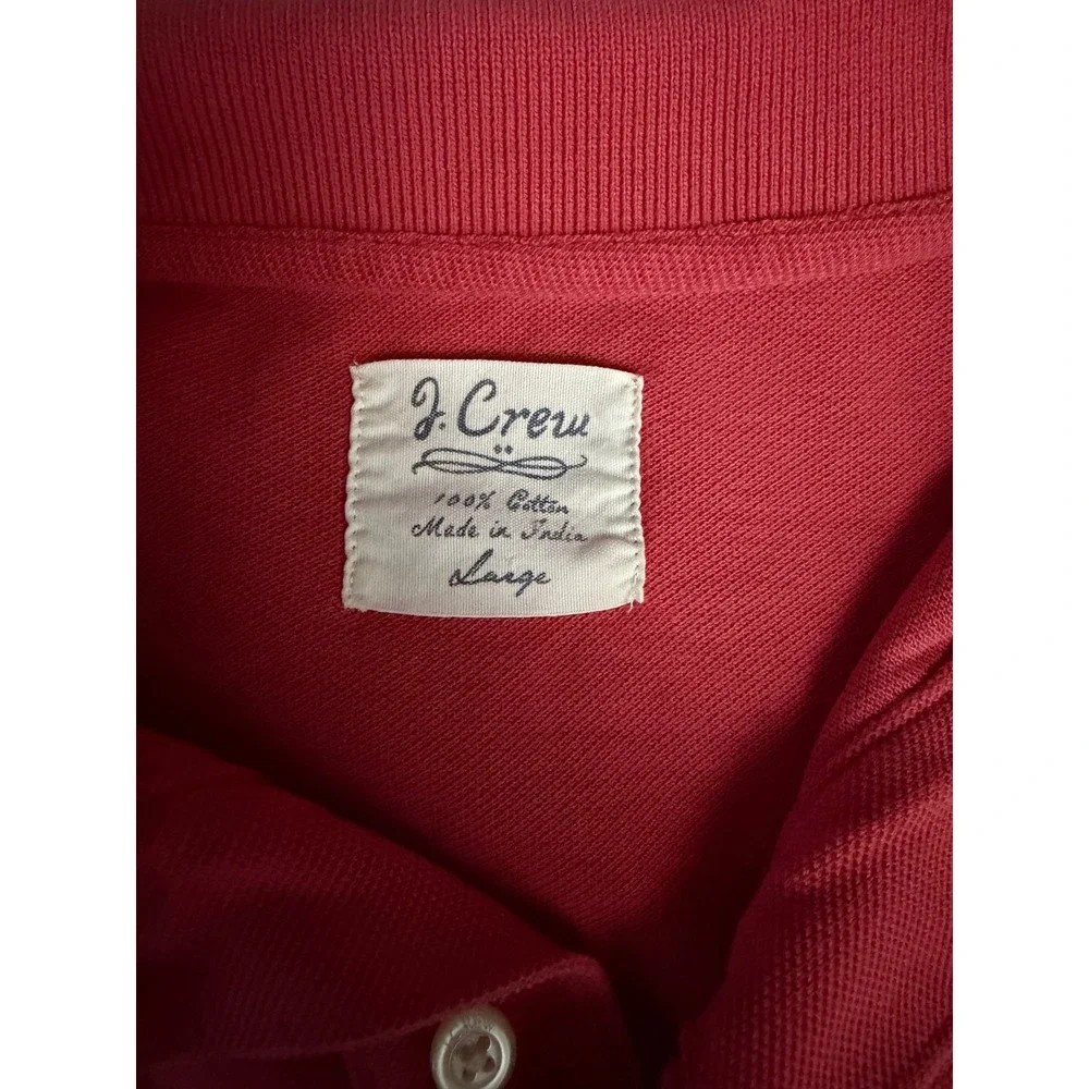 J.‎ Crew Mens Large Coral Red Cotton Pique Short Sleeve Polo Shirt Oarsman Logo